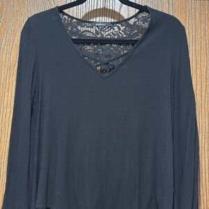 Ambiance Black Lace V-Neck Blouse